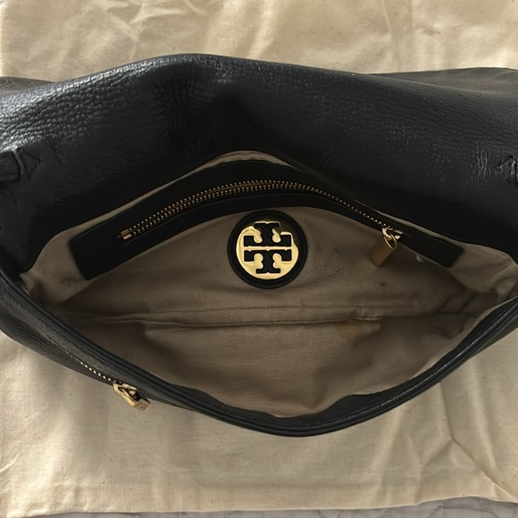 Tory Burch Black Clutch with Gold Logo - Picture 7 of 7